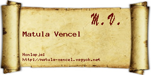 Matula Vencel névjegykártya
